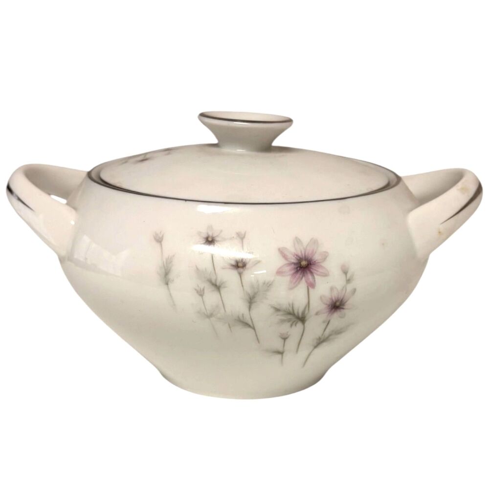 Vintage Rose China Japan Oakdale 3701 Pattern Sugar Bowl With Lid Floral Print
